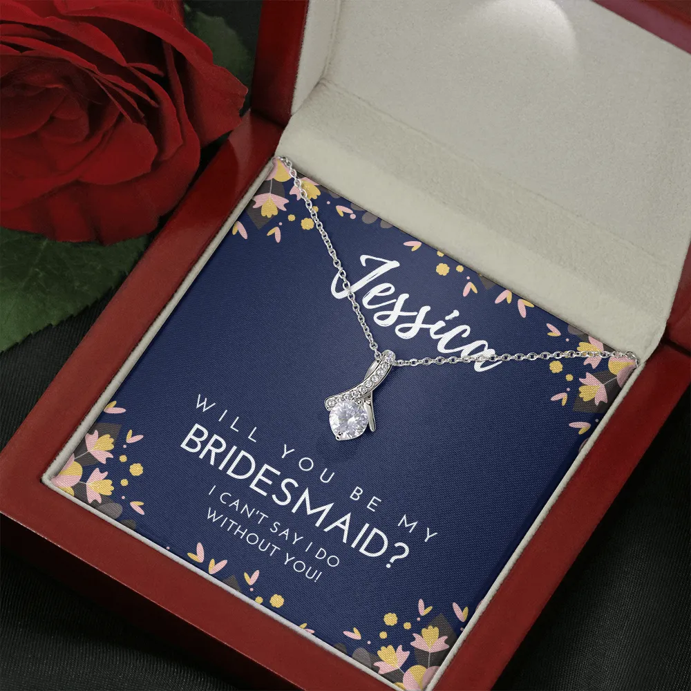 Personalized Bridesmaid Ribbon Necklace