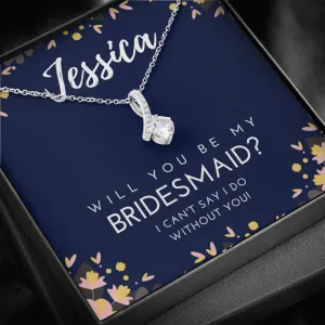 Personalized Bridesmaid Ribbon Necklace