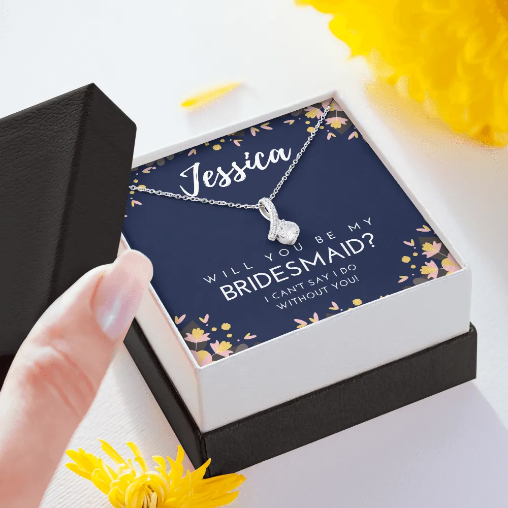 Personalized Bridesmaid Ribbon Necklace
