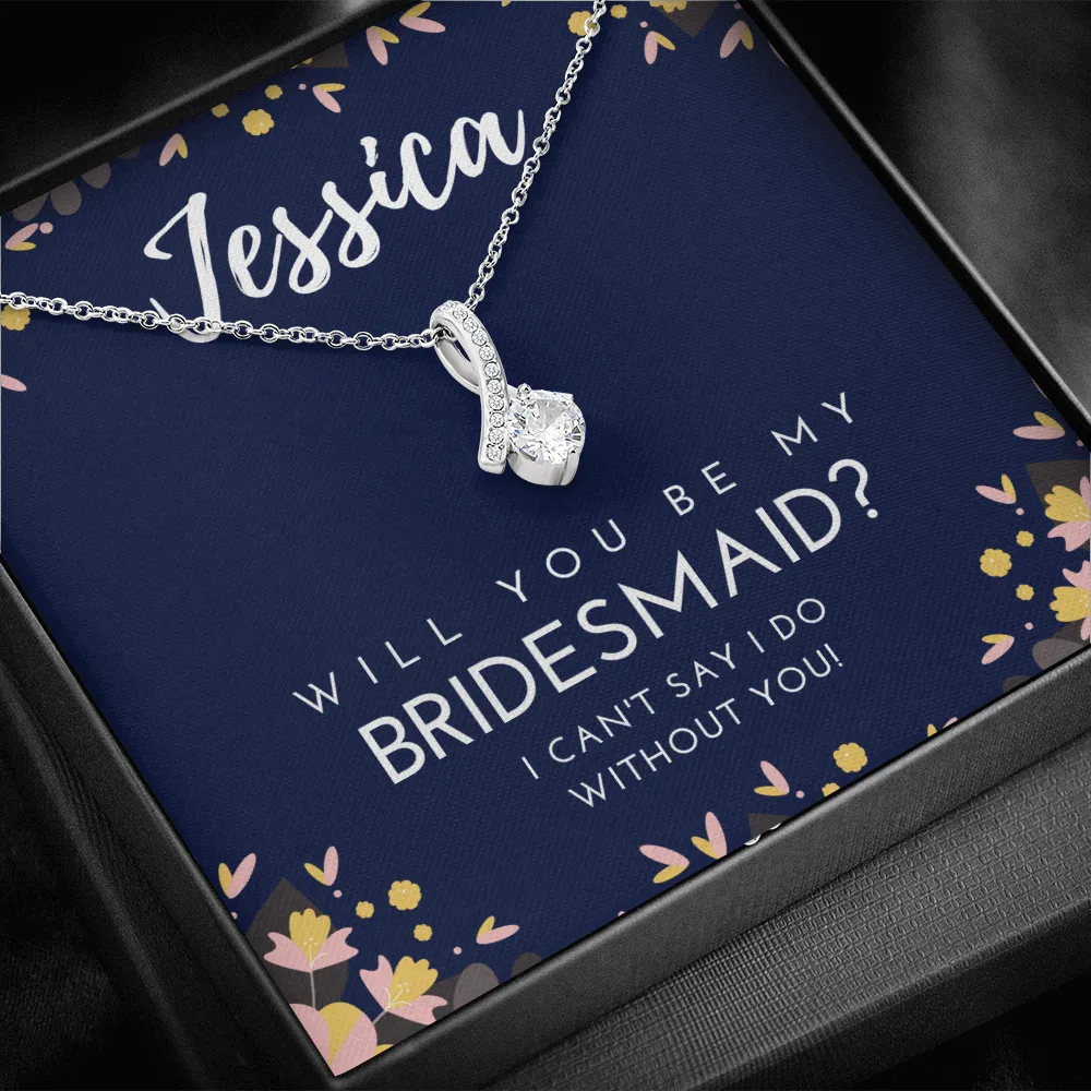 Personalized Bridesmaid Ribbon Necklace