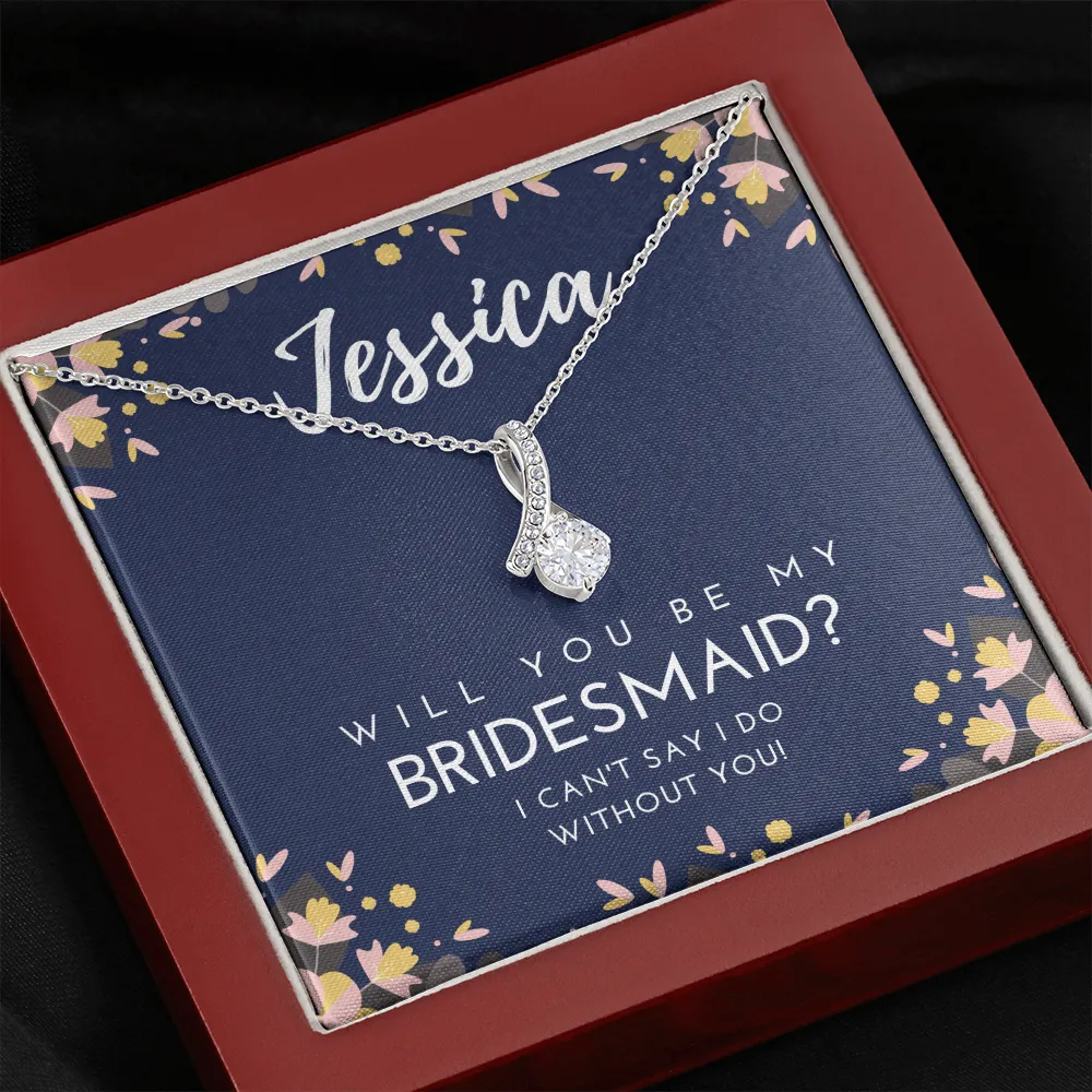 Personalized Bridesmaid Ribbon Necklace
