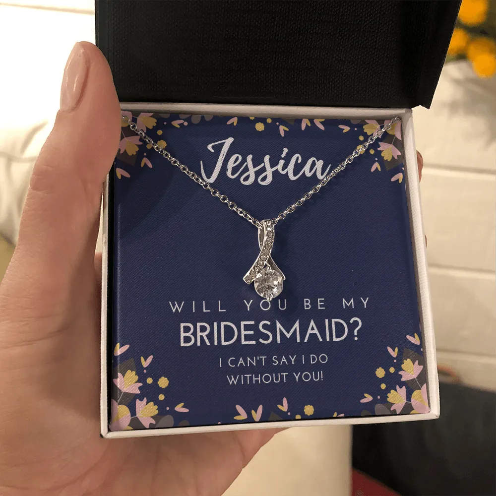 Personalized Bridesmaid Ribbon Necklace