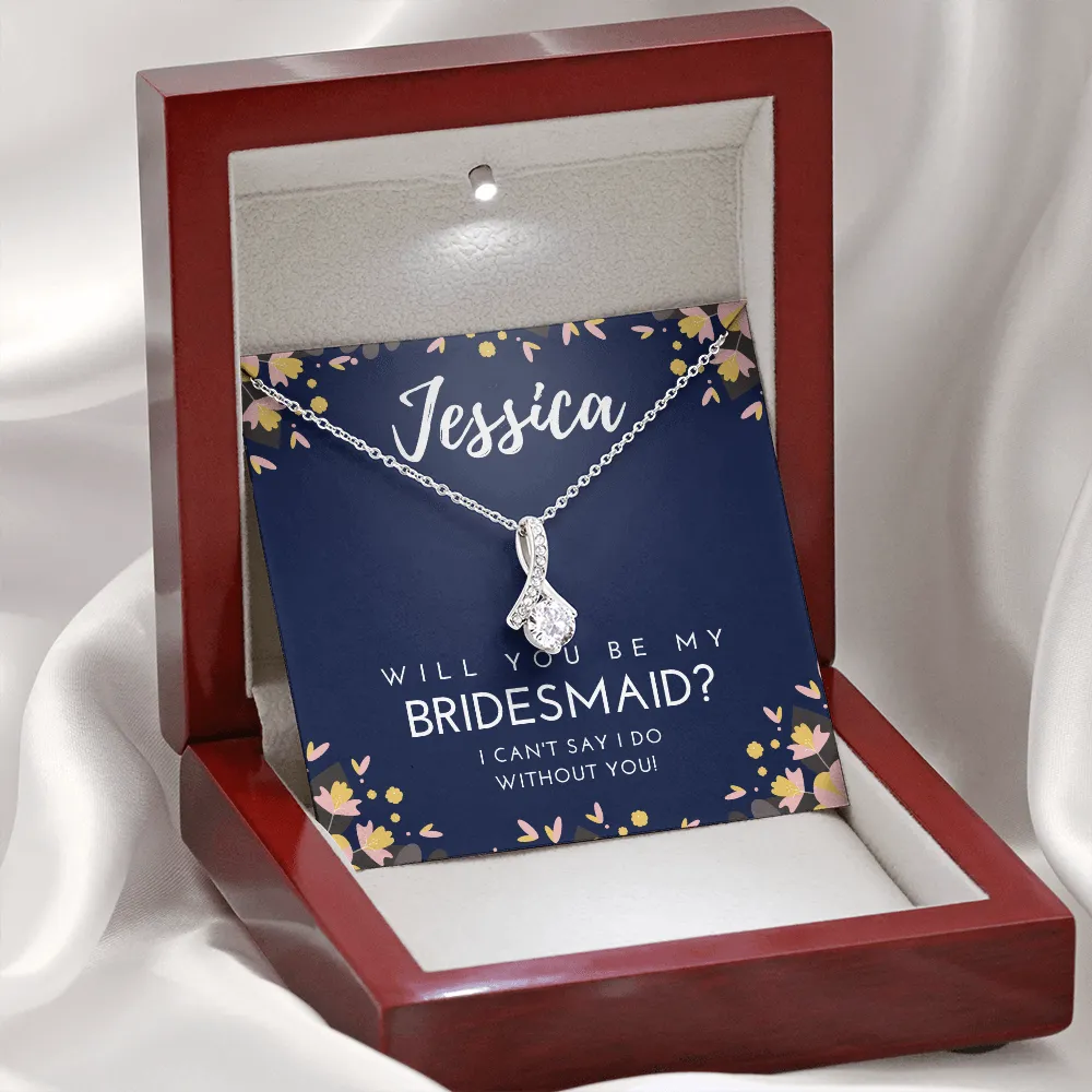 Personalized Bridesmaid Ribbon Necklace