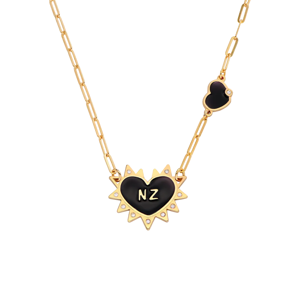 Personalized Heart On Lock Necklace With Diamonds- Gold Vermeil