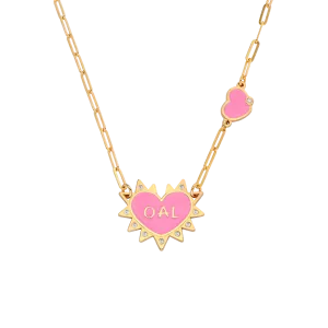 Personalized Heart On Lock Necklace With Diamonds- Gold Vermeil