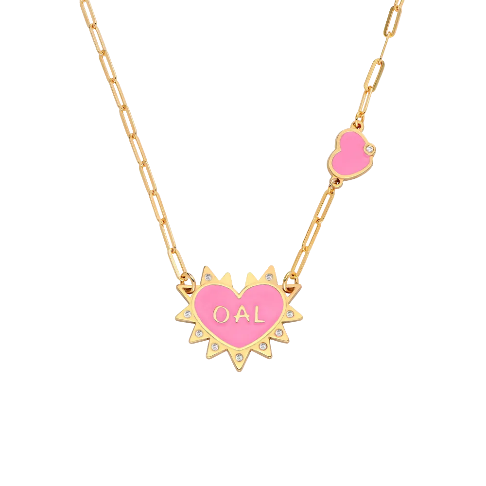 Personalized Heart On Lock Necklace With Diamonds- Gold Vermeil