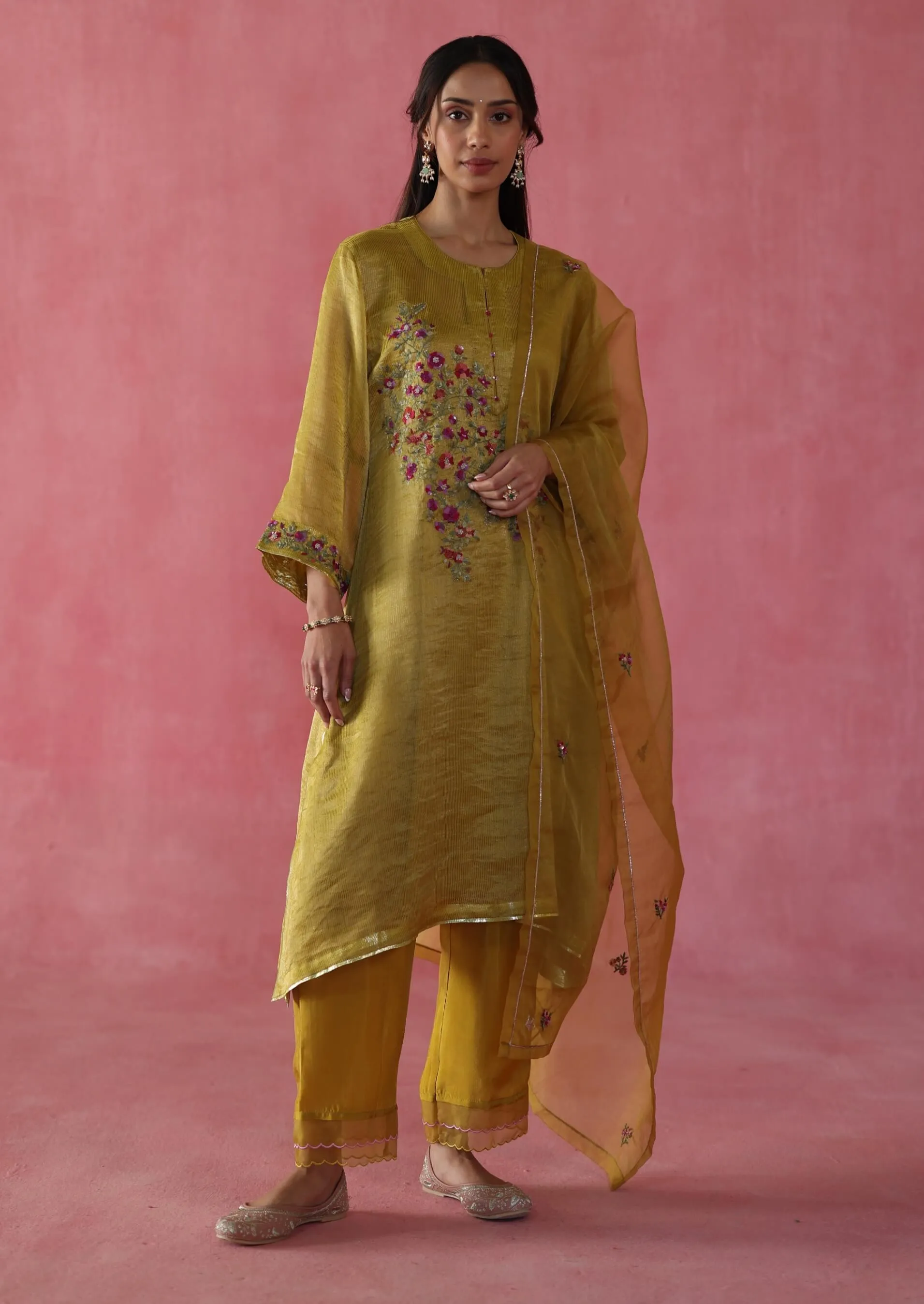 Phirni mustard kurta set