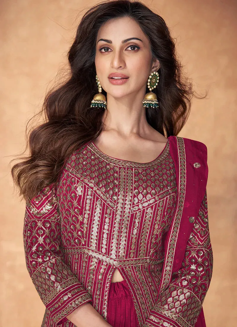 Pink Enchanting Embroidered Anarkali Style Lehenga