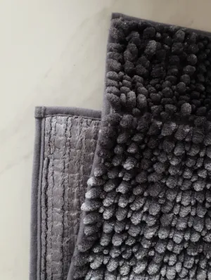 Plush Lurex Bobble Bath Mat - Charcoal