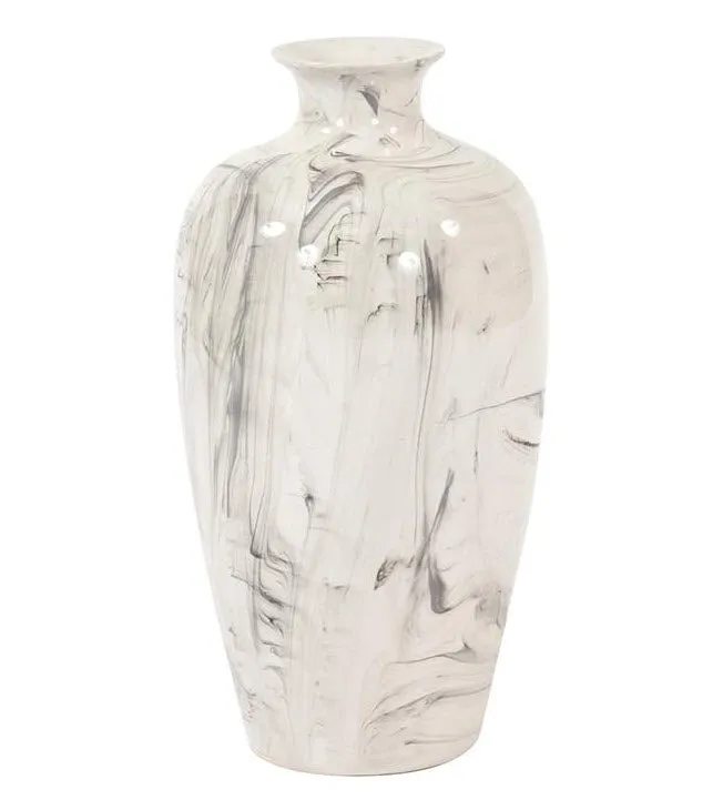 Porcelain White and Black Swirl Bottle Vase - Howard Elliott