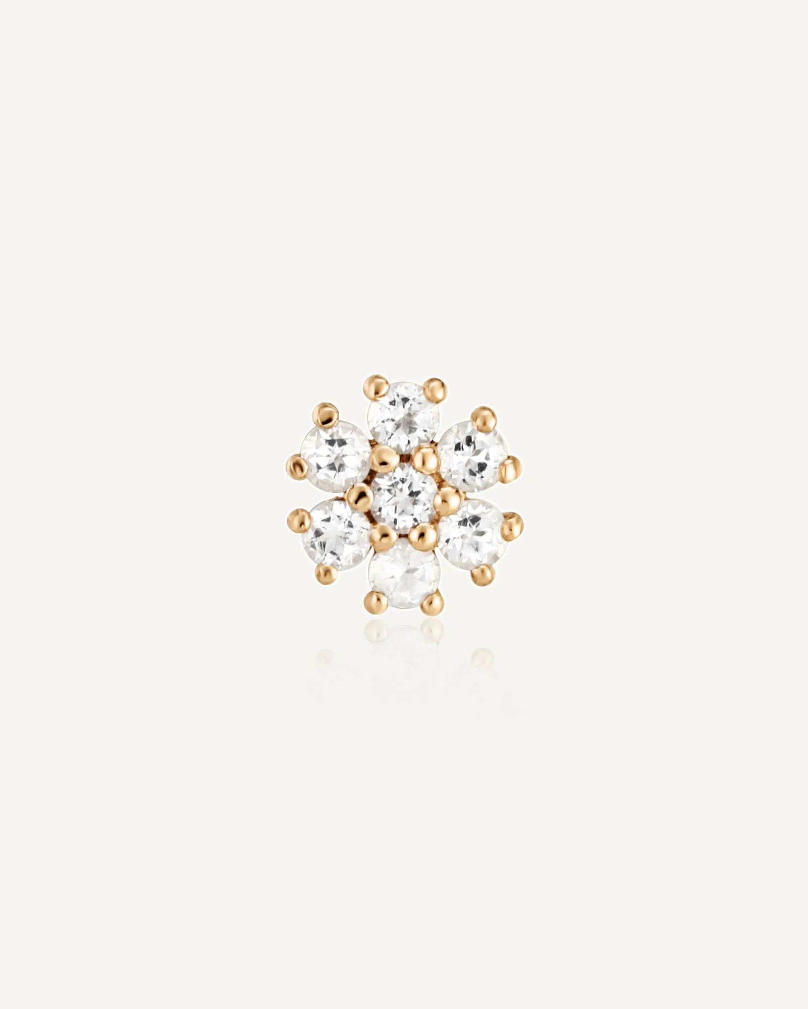 Primrose 14k Solid Gold White Topaz Flatback Stud
