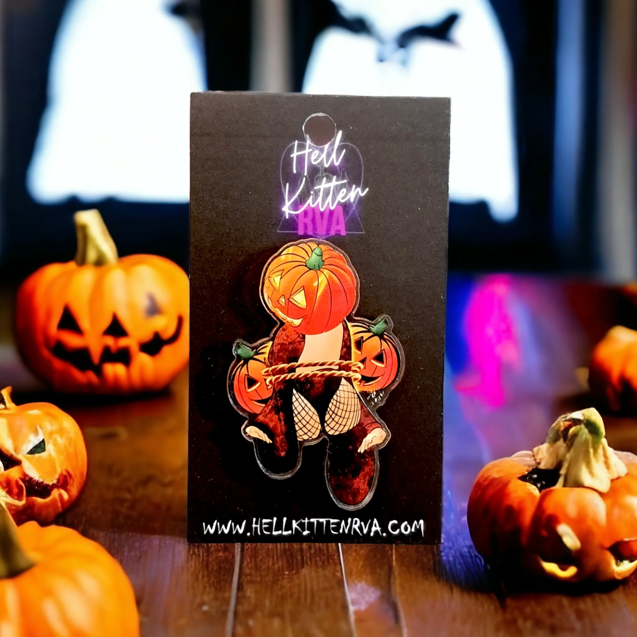 Pumpkin Pinup Acrylic Pin