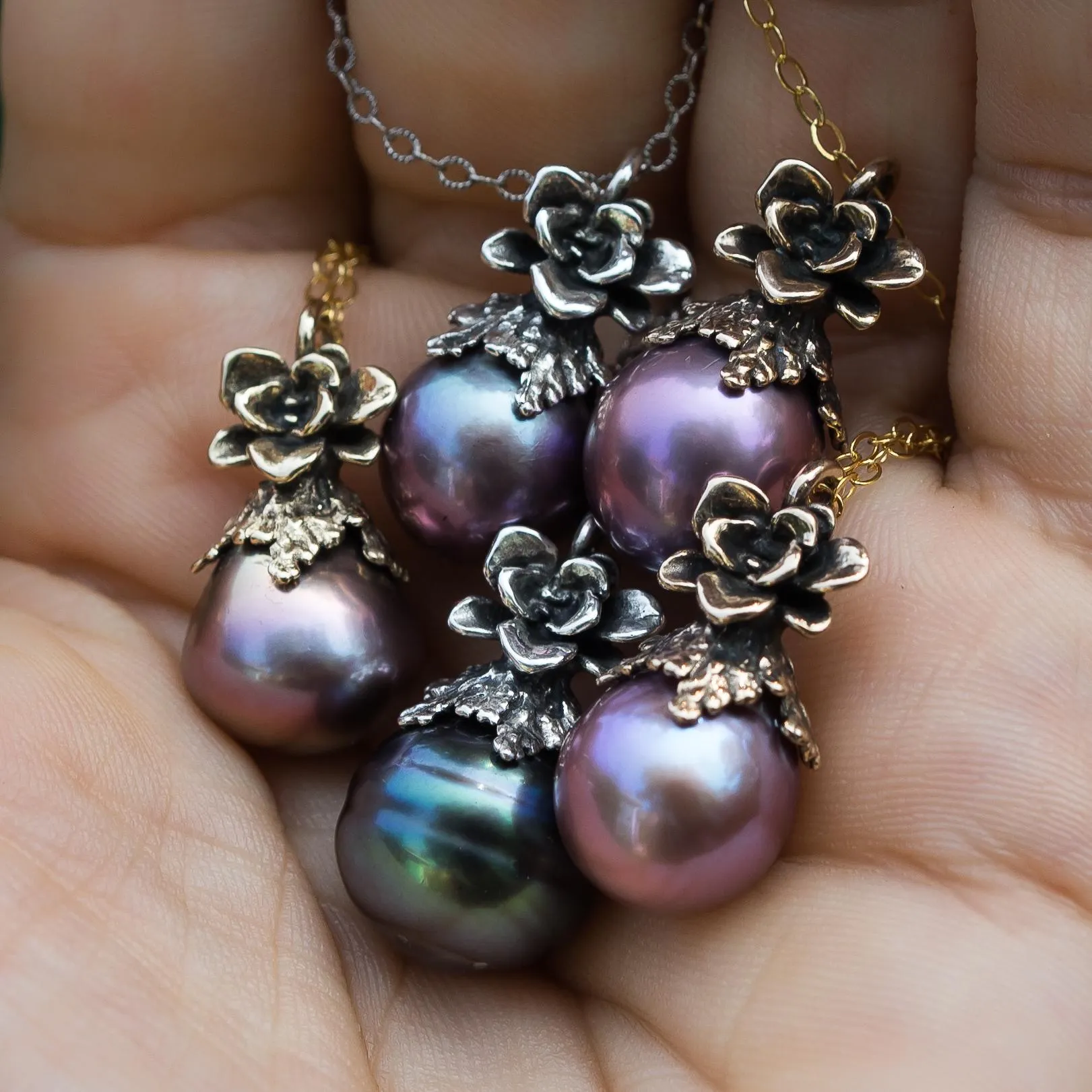 Purple Edison Pearl Silver Pendant