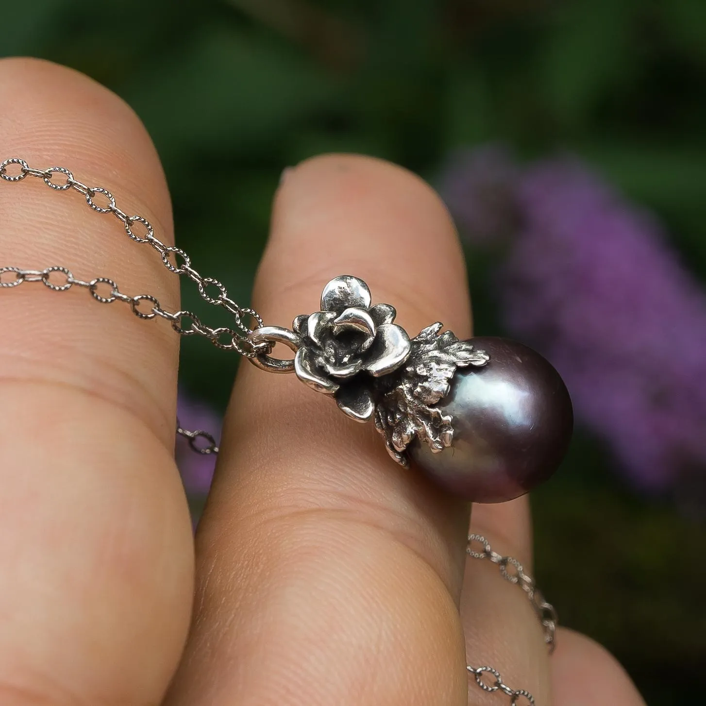 Purple Edison Pearl Silver Pendant