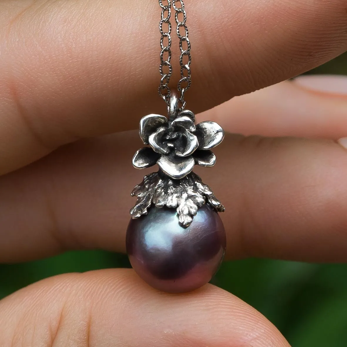 Purple Edison Pearl Silver Pendant