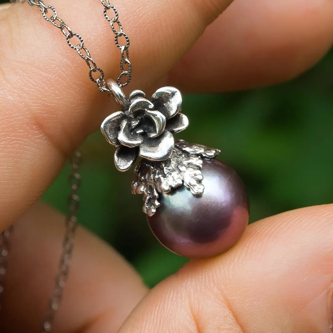 Purple Edison Pearl Silver Pendant