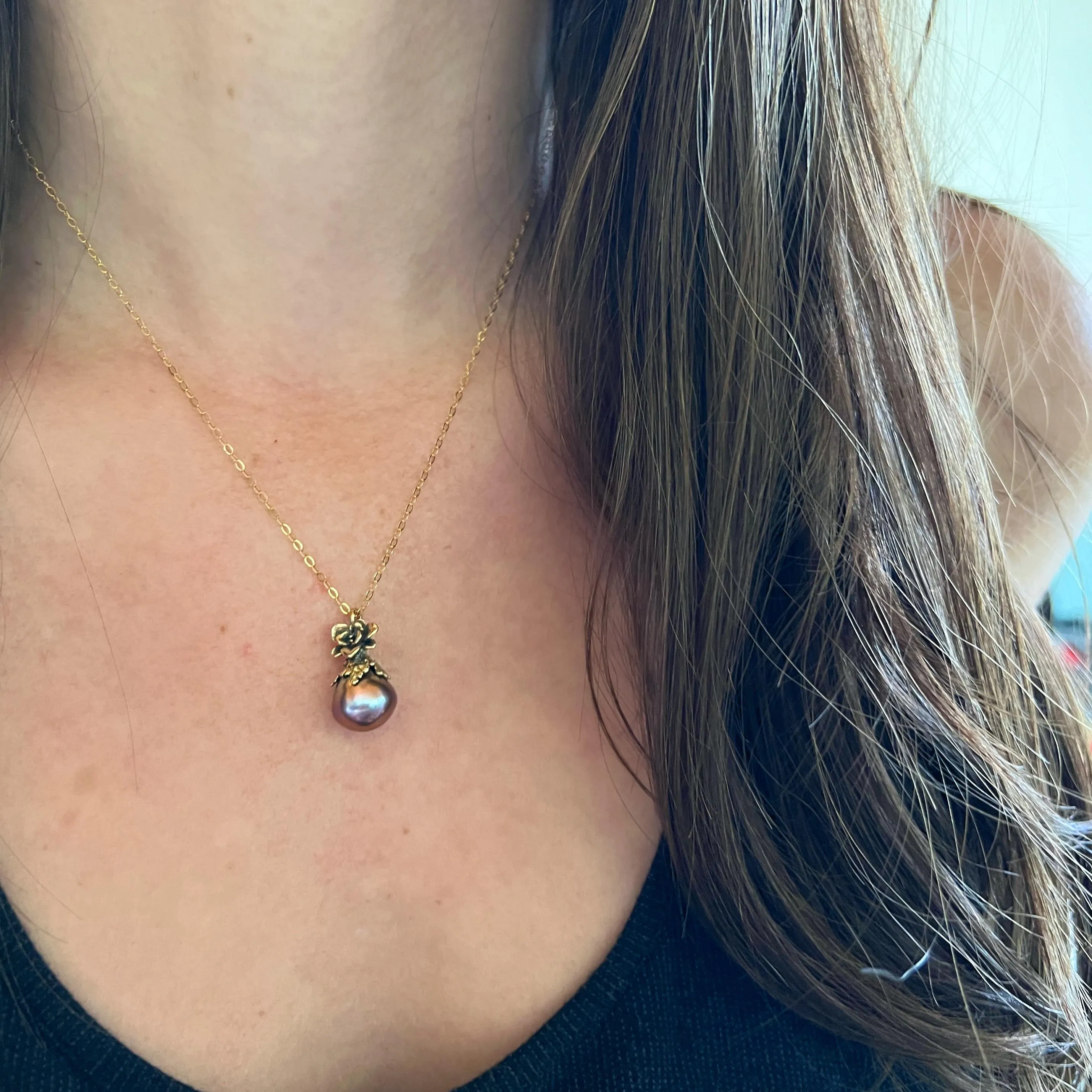 Purple Edison Pearl Silver Pendant