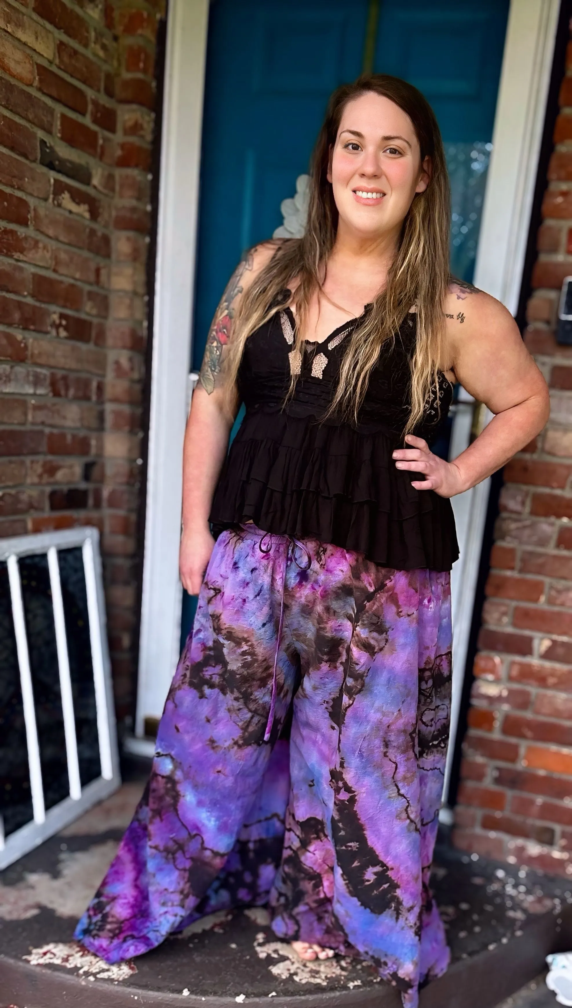 Purple Galaxy Flowy Pants waist: 35in-54in