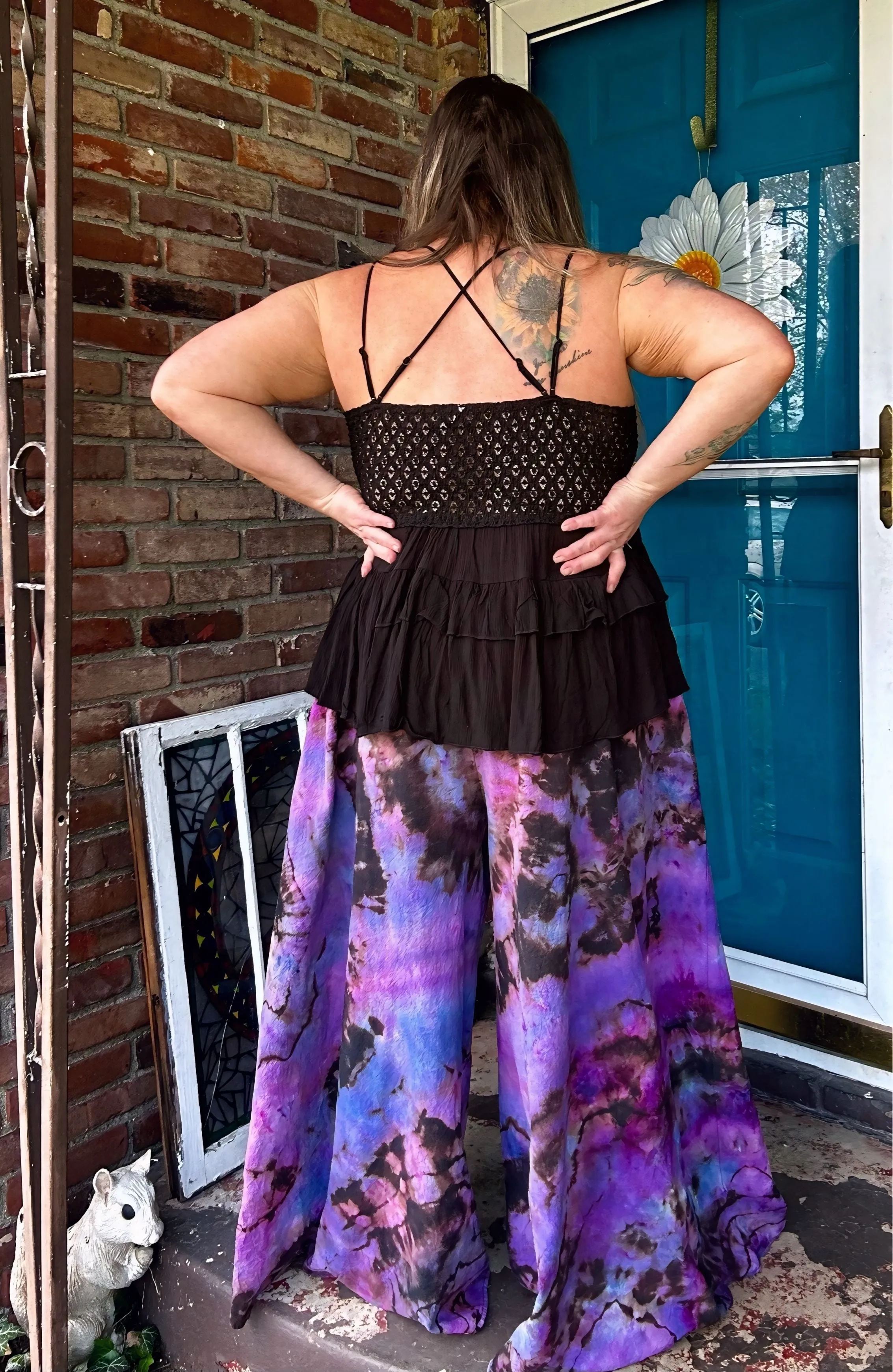 Purple Galaxy Flowy Pants waist: 35in-54in
