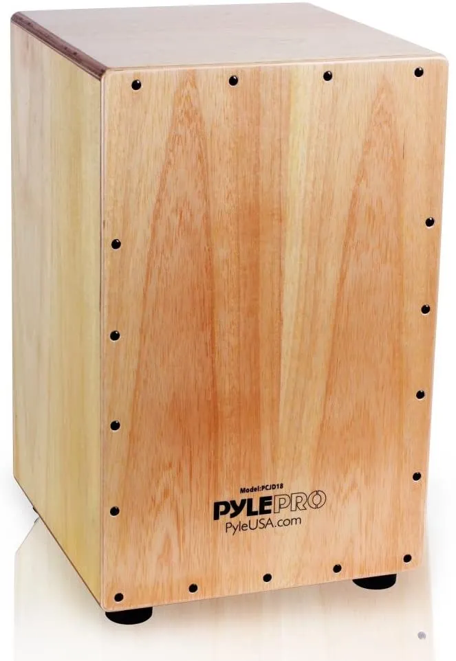 Pyle String Cajon - Wooden Percussion Box, with Internal Guitar Strings, Medium Size (PCJD18) Retails $135 