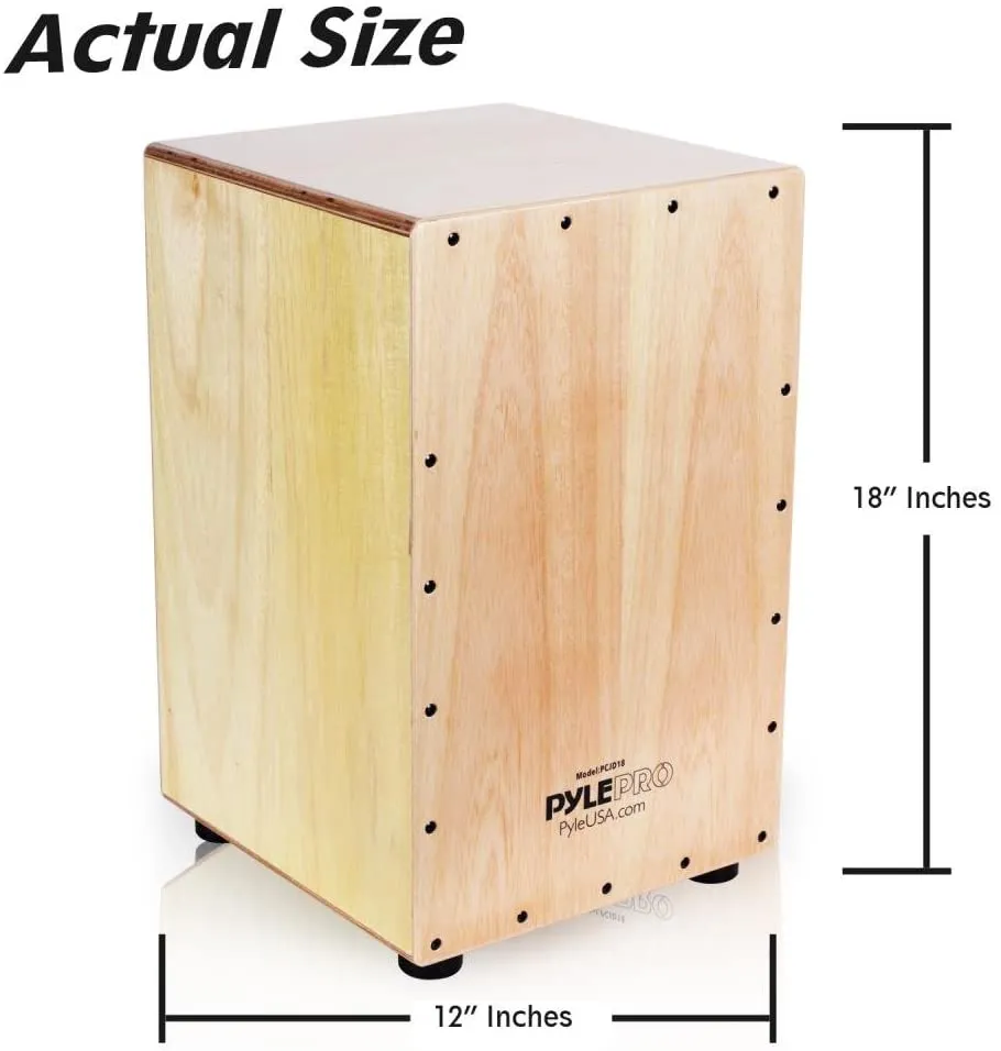 Pyle String Cajon - Wooden Percussion Box, with Internal Guitar Strings, Medium Size (PCJD18) Retails $135 