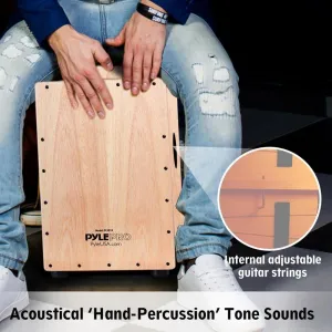 Pyle String Cajon - Wooden Percussion Box, with Internal Guitar Strings, Medium Size (PCJD18) Retails $135 