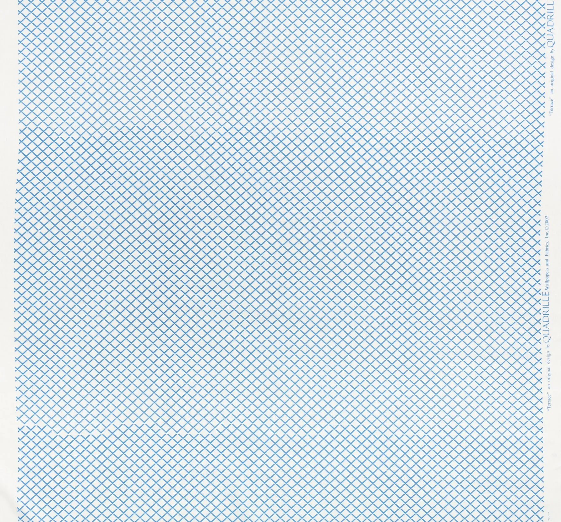 Quadrille Fabric: Terrace - Custom Denim Blue on White 100% Linen