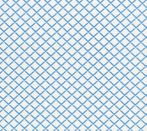 Quadrille Fabric: Terrace - Custom Denim Blue on White 100% Linen
