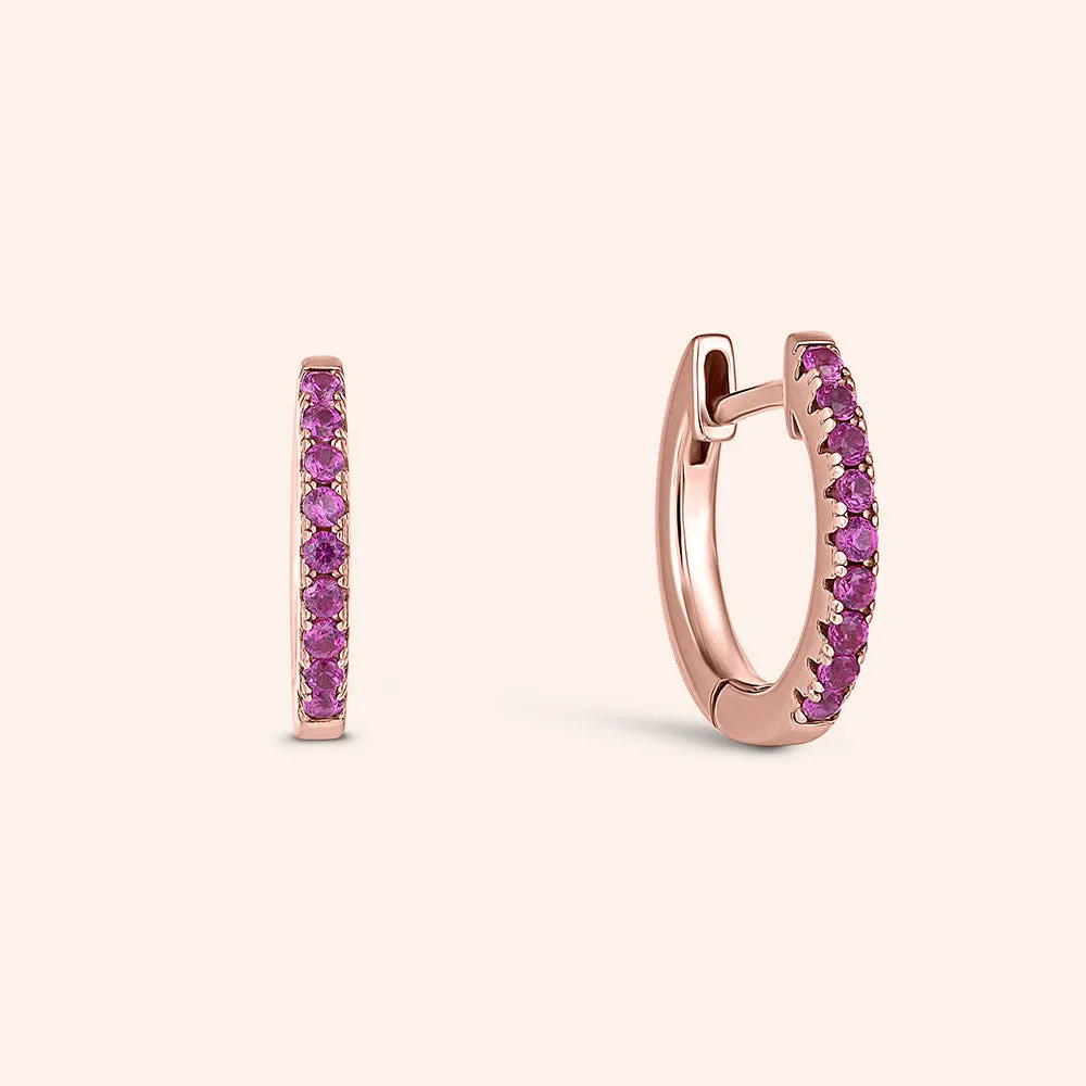 "Eclipse" Gold Vermeil Sterling Silver 1 Row Pave Huggie Earrings