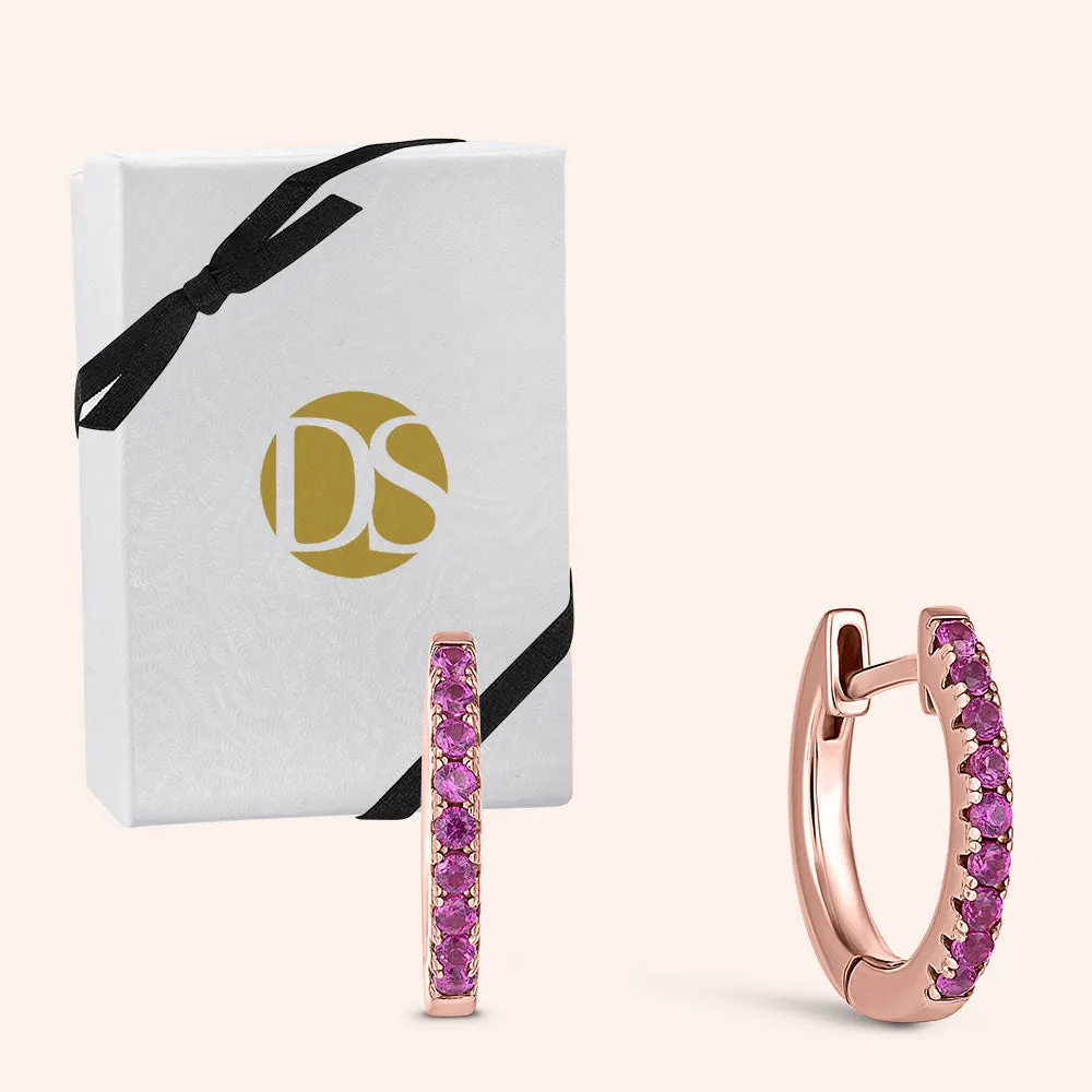 "Eclipse" Gold Vermeil Sterling Silver 1 Row Pave Huggie Earrings