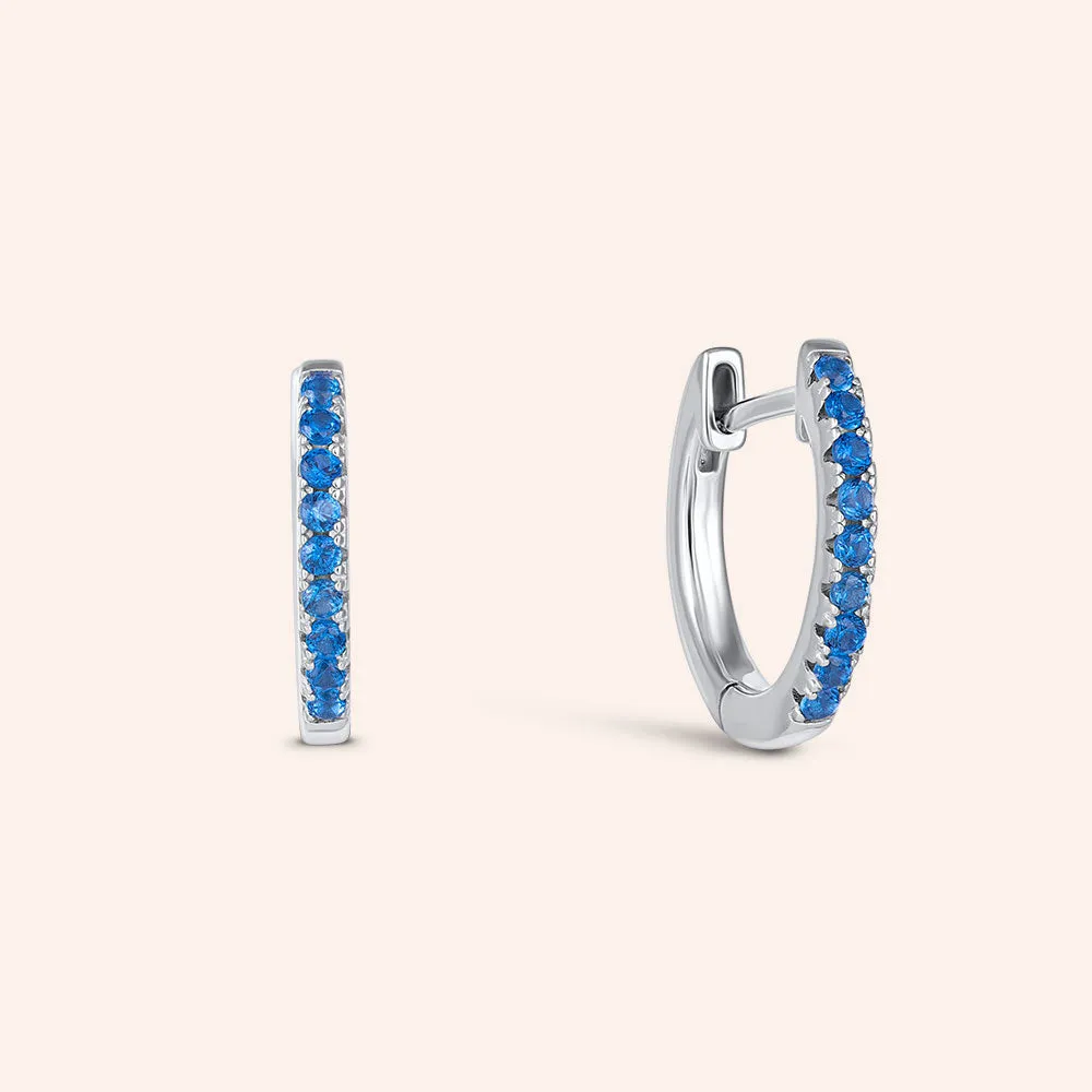 "Eclipse" Sterling Silver 1 Row Pave Huggie Earrings