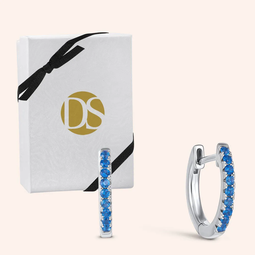"Eclipse" Sterling Silver 1 Row Pave Huggie Earrings