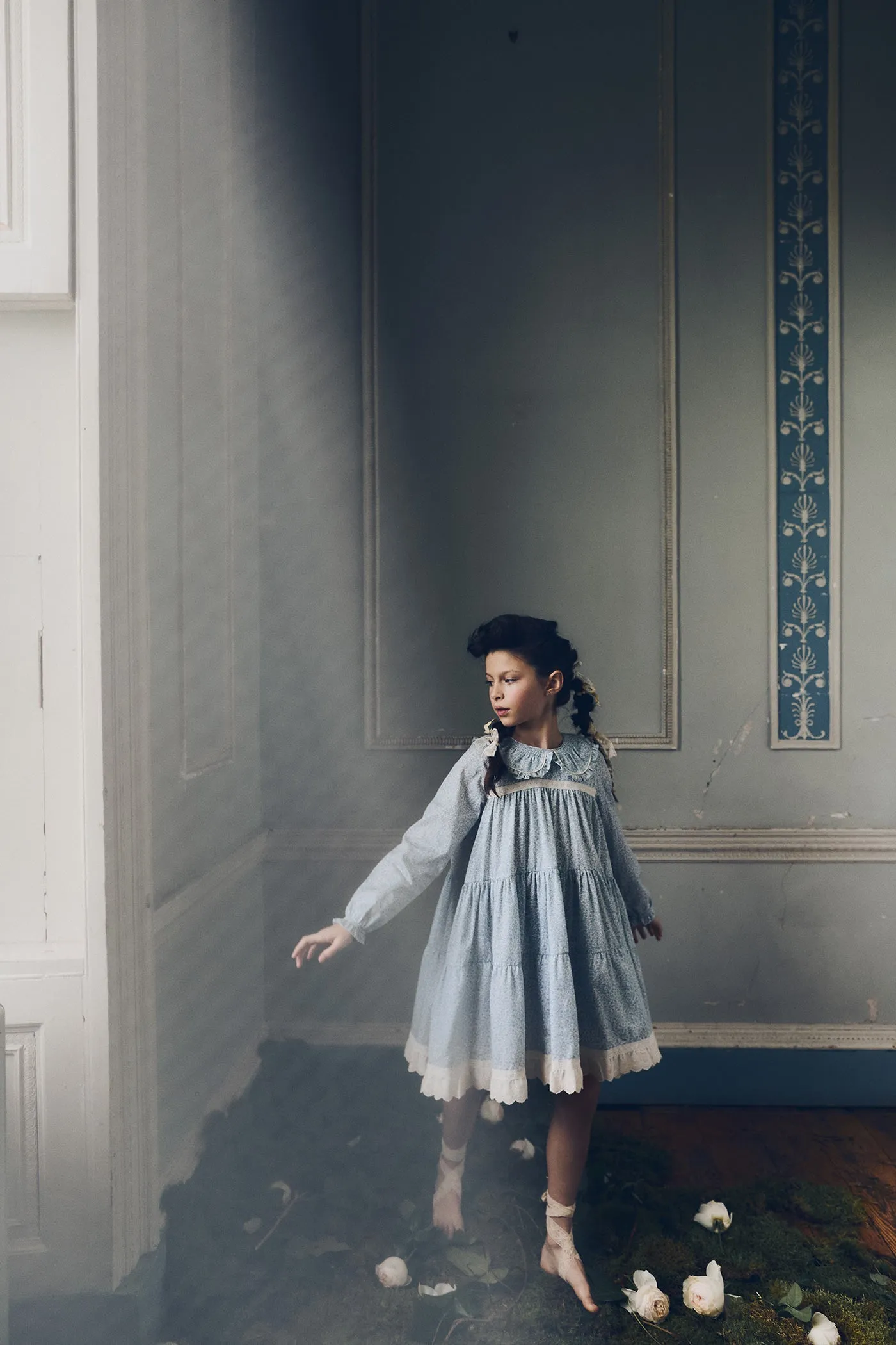 Raspberry Dress in Blue Flower