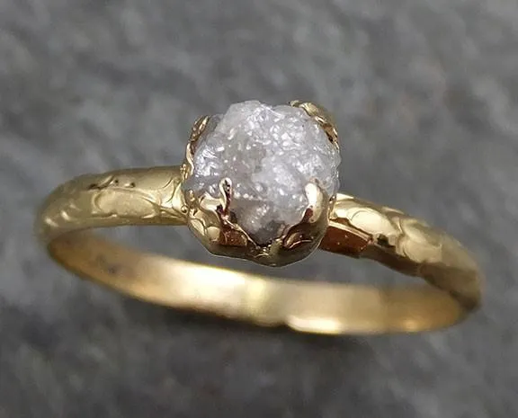 raw diamond engagement ring rough uncut diamond solitaire recycled 14k gold conflict free diamond wedding promise byangeline 0311 Alternative Engagement