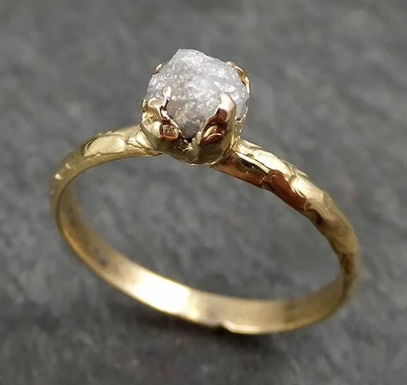 raw diamond engagement ring rough uncut diamond solitaire recycled 14k gold conflict free diamond wedding promise byangeline 0311 Alternative Engagement