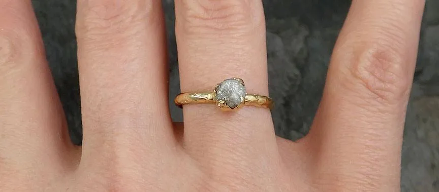 raw diamond engagement ring rough uncut diamond solitaire recycled 14k gold conflict free diamond wedding promise byangeline 0311 Alternative Engagement