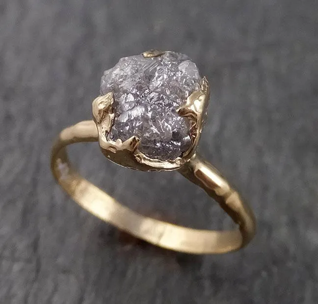 raw diamond engagement ring rough uncut diamond solitaire recycled 14k yellow gold conflict free diamond wedding promise 1537 Alternative Engagement