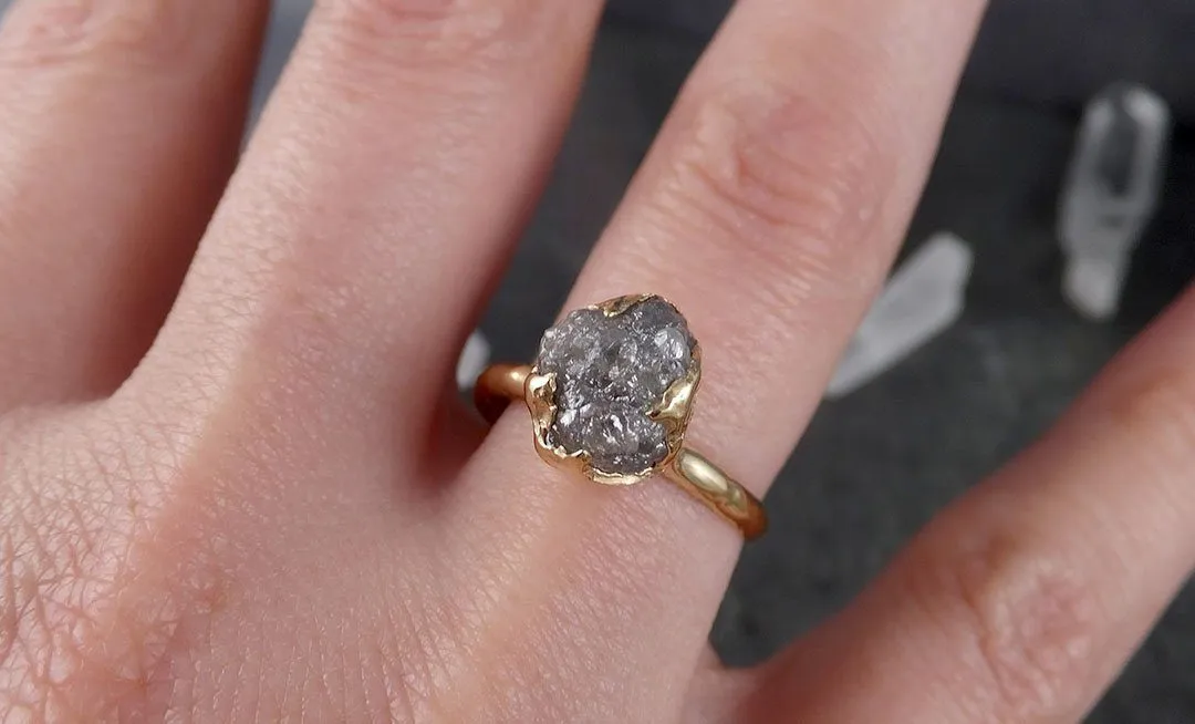 raw diamond engagement ring rough uncut diamond solitaire recycled 14k yellow gold conflict free diamond wedding promise 1537 Alternative Engagement