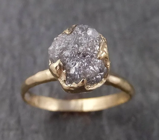 raw diamond engagement ring rough uncut diamond solitaire recycled 14k yellow gold conflict free diamond wedding promise 1537 Alternative Engagement