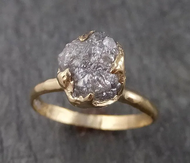 raw diamond engagement ring rough uncut diamond solitaire recycled 14k yellow gold conflict free diamond wedding promise 1537 Alternative Engagement