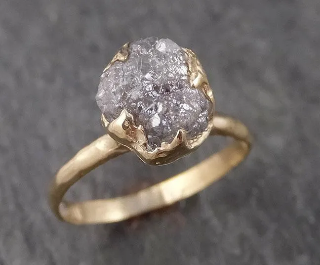 raw diamond engagement ring rough uncut diamond solitaire recycled 14k yellow gold conflict free diamond wedding promise 1537 Alternative Engagement