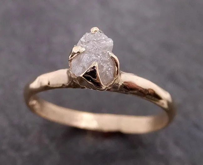 raw diamond engagement ring rough uncut diamond solitaire recycled 14k yellow gold conflict free diamond wedding promise 1976 Alternative Engagement