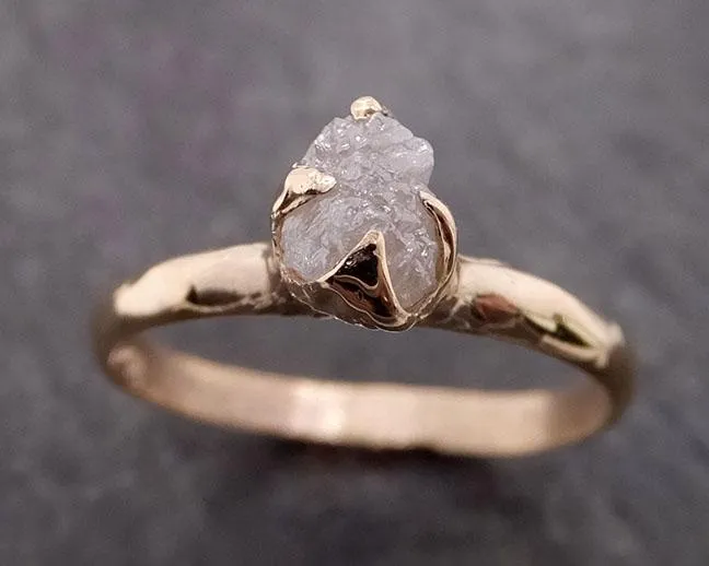 raw diamond engagement ring rough uncut diamond solitaire recycled 14k yellow gold conflict free diamond wedding promise 1976 Alternative Engagement