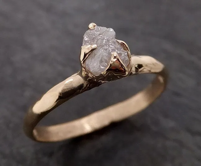 raw diamond engagement ring rough uncut diamond solitaire recycled 14k yellow gold conflict free diamond wedding promise 1976 Alternative Engagement