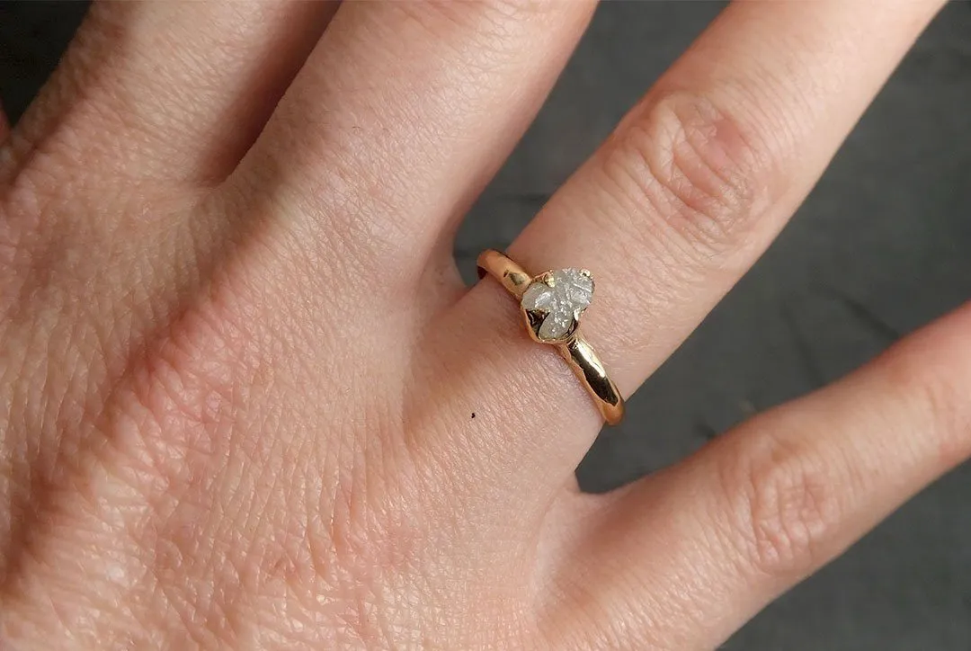 raw diamond engagement ring rough uncut diamond solitaire recycled 14k yellow gold conflict free diamond wedding promise 1976 Alternative Engagement