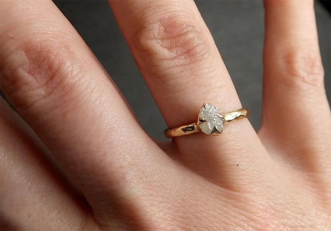 raw diamond engagement ring rough uncut diamond solitaire recycled 14k yellow gold conflict free diamond wedding promise 1976 Alternative Engagement