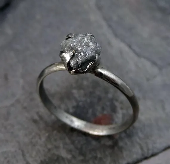 raw rough uncut diamond engagement ring rough diamond solitaire 14k white gold conflict free diamond wedding promise Alternative Engagement
