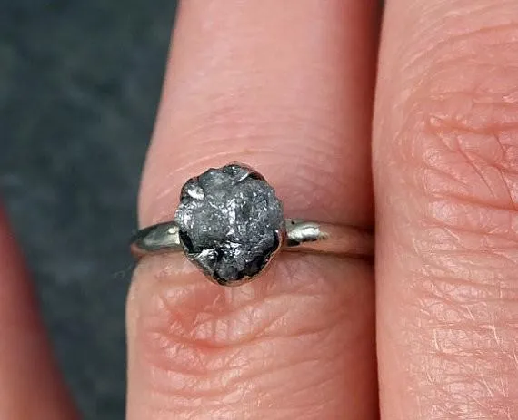 raw rough uncut diamond engagement ring rough diamond solitaire 14k white gold conflict free diamond wedding promise Alternative Engagement