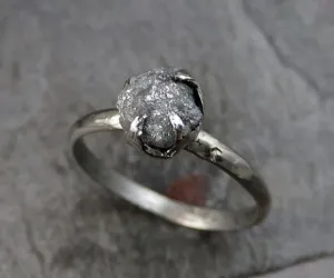 raw rough uncut diamond engagement ring rough diamond solitaire 14k white gold conflict free diamond wedding promise Alternative Engagement