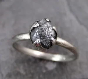 raw rough uncut diamond engagement ring rough diamond solitaire 14k white gold conflict free diamond wedding promise Alternative Engagement
